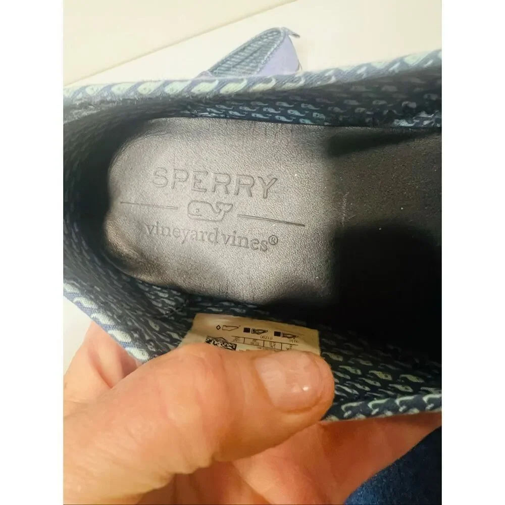 Sperry Seaside Vineyard Vines Blue Women's Slip On Canvas Sneakers Comfort Sz 8